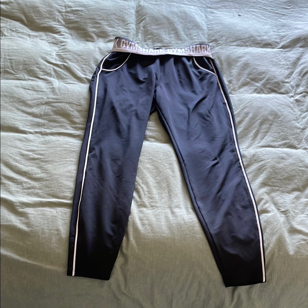 Gymshark Black Joggers with White Piping